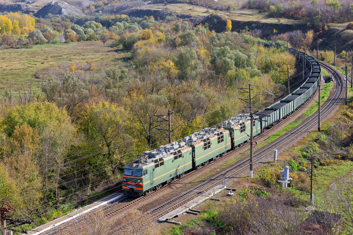 Электровоз ВЛ80С-904 с грузовым поездом, перегон откос - Крупенниково