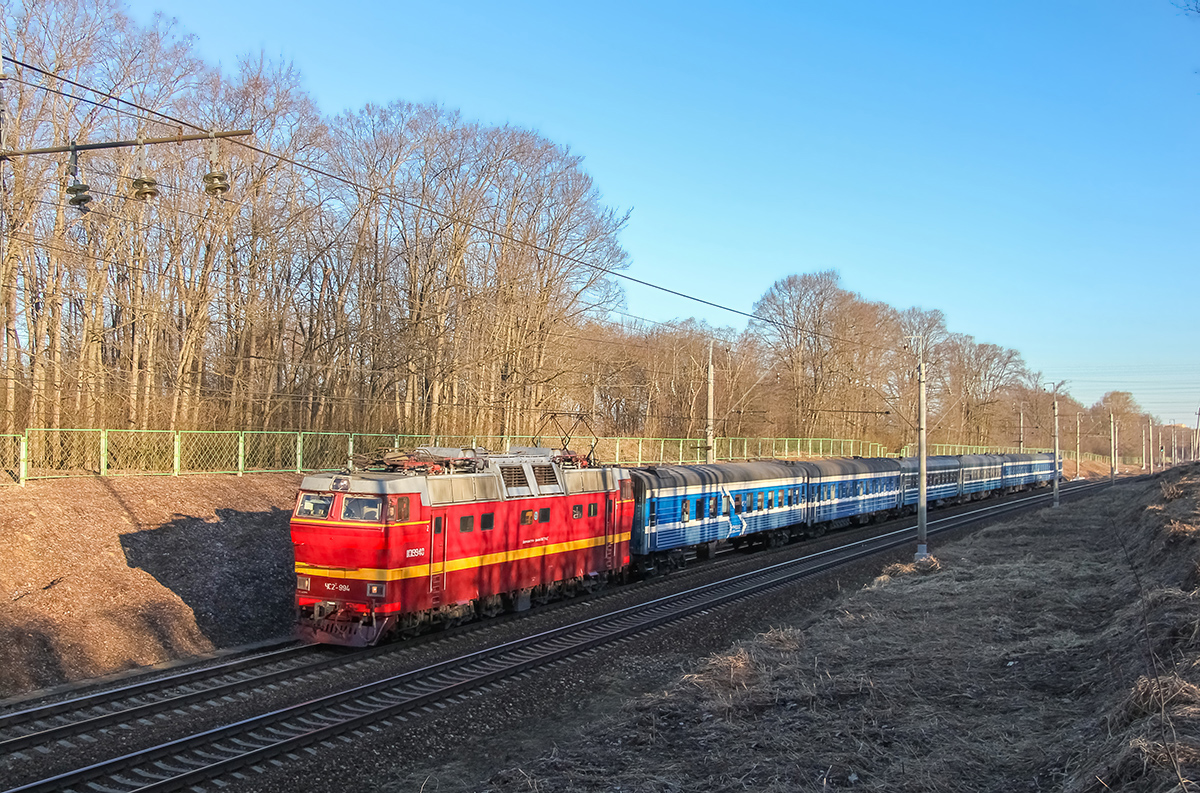 Электровоз ЧС2Т-994 с поездом Таллин — Москва, перегон Клин — Подсолнечная