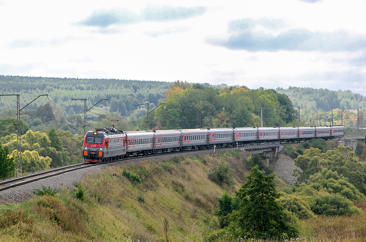 Электровоз ЭП1М-778 с поездом, перегон Павелец-I-Тульский - Мшанка