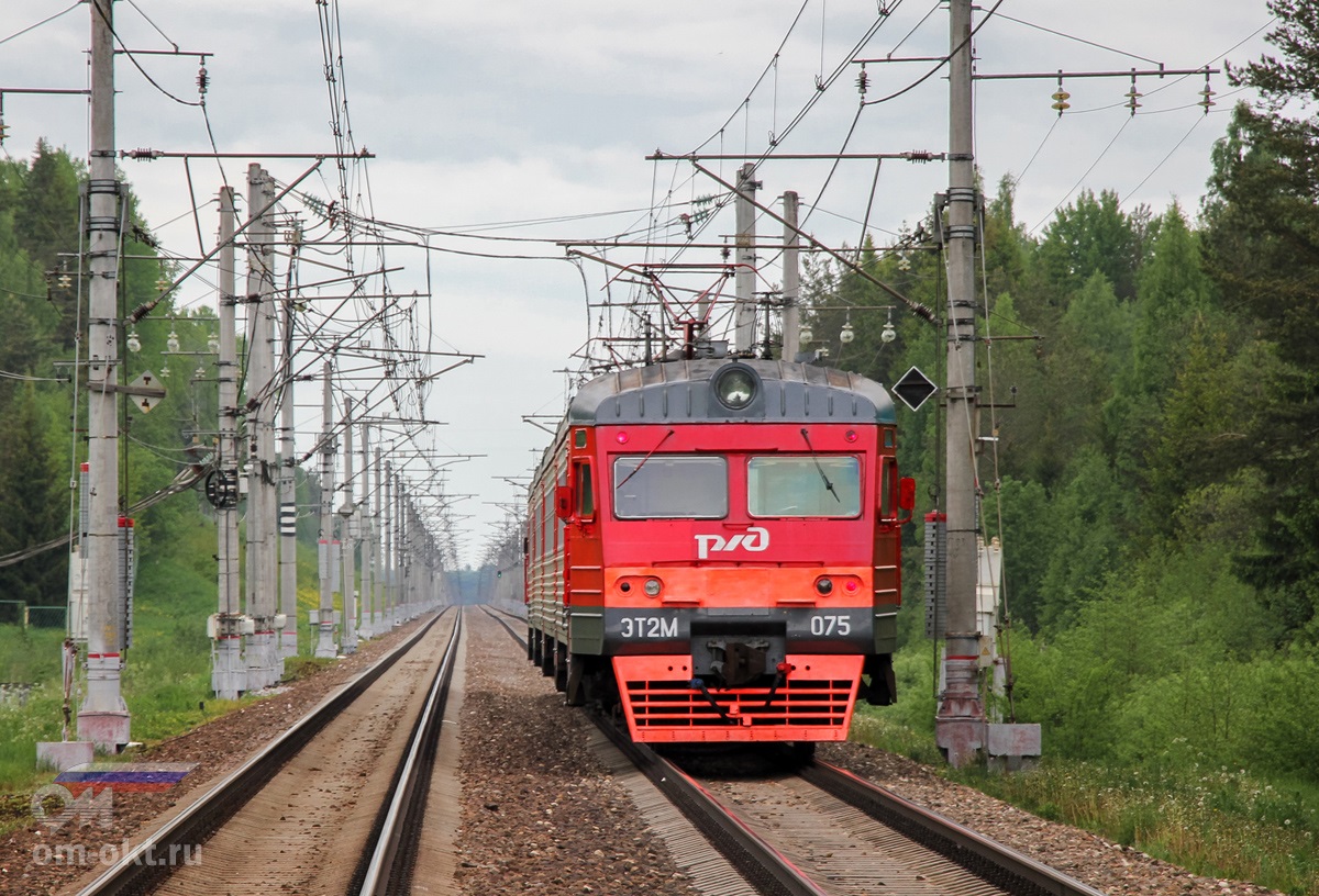 Электропоезд ЭТ2МЛ-075 на перегоне Алёшинка - Угловка